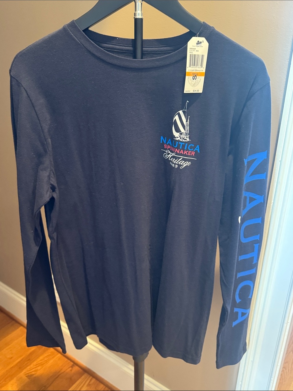 Nautica Navy Long Sleeve Tee with Blue and Red Logo
